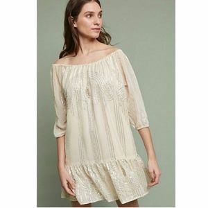 NEW ANTHROPOLOGIE BEADED SWING SAND DRESS